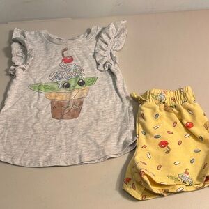 Star Wars Gray and Yellow Baby Yoda Outfit